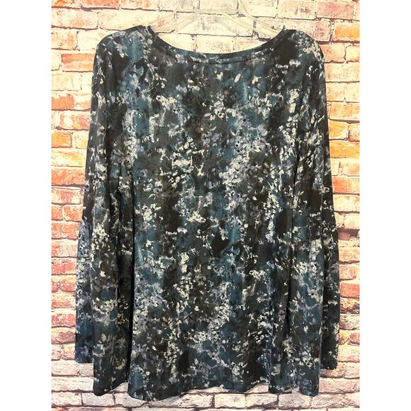 Simply Vera Vera Wang purple blue floral thin sweater top blouse women's large - Picture 2 of 5